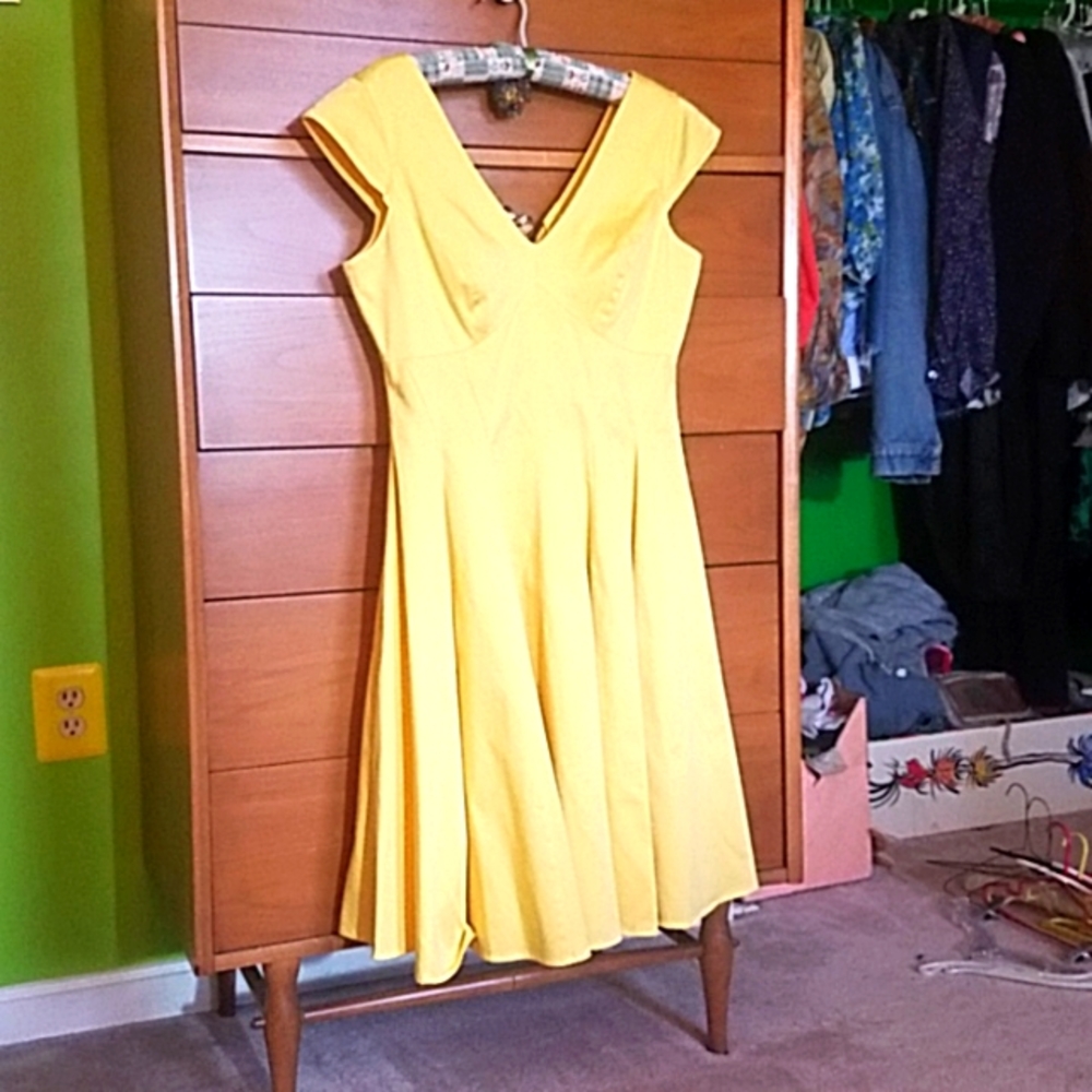 Yellow Calvin Klein Mid Length Dress